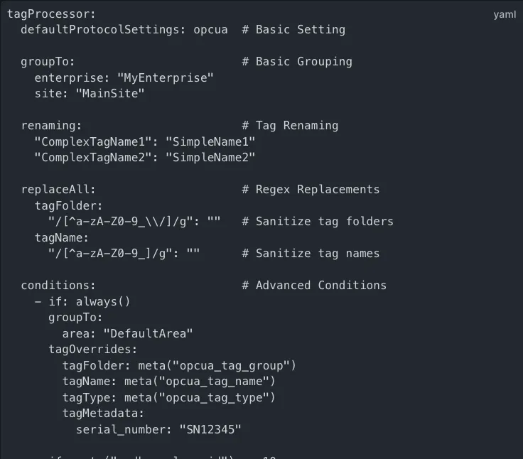 Point 1: this is our current proposal for the next iteration, which reduces the need for programming and allows pure configuration. The next step would be to put this again into a nice UI.